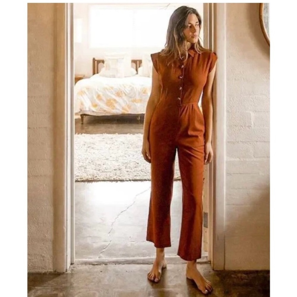 Christy dawn XS burnt orange phoebe linen jumpsuit